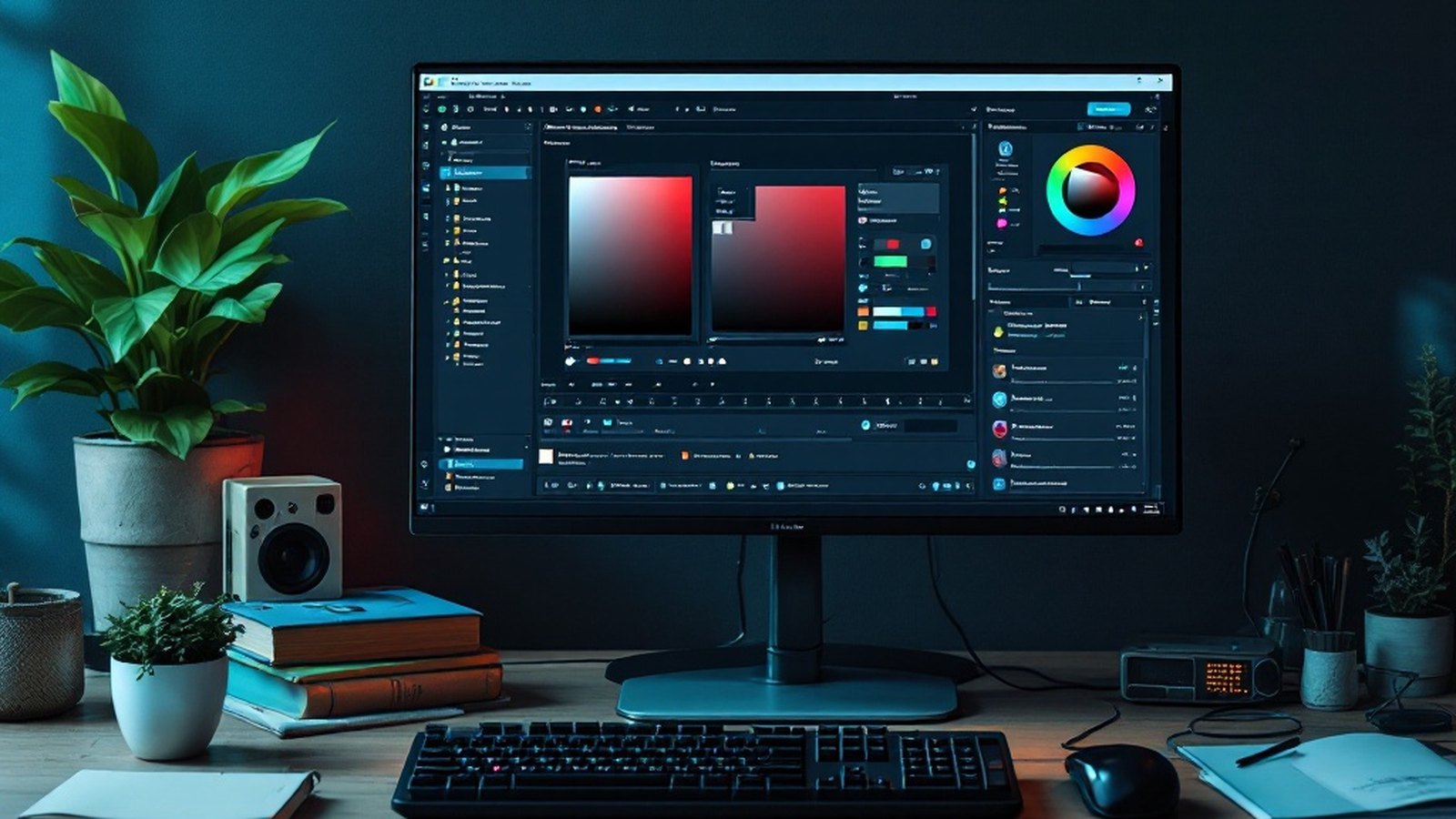 A powerful open-source screen-capture toolbar hovering over a dark desktop, annotation arrows and a color picker mid-flow